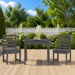 3 Piece Grey Outdoor Bistro Set - Table & Chairs