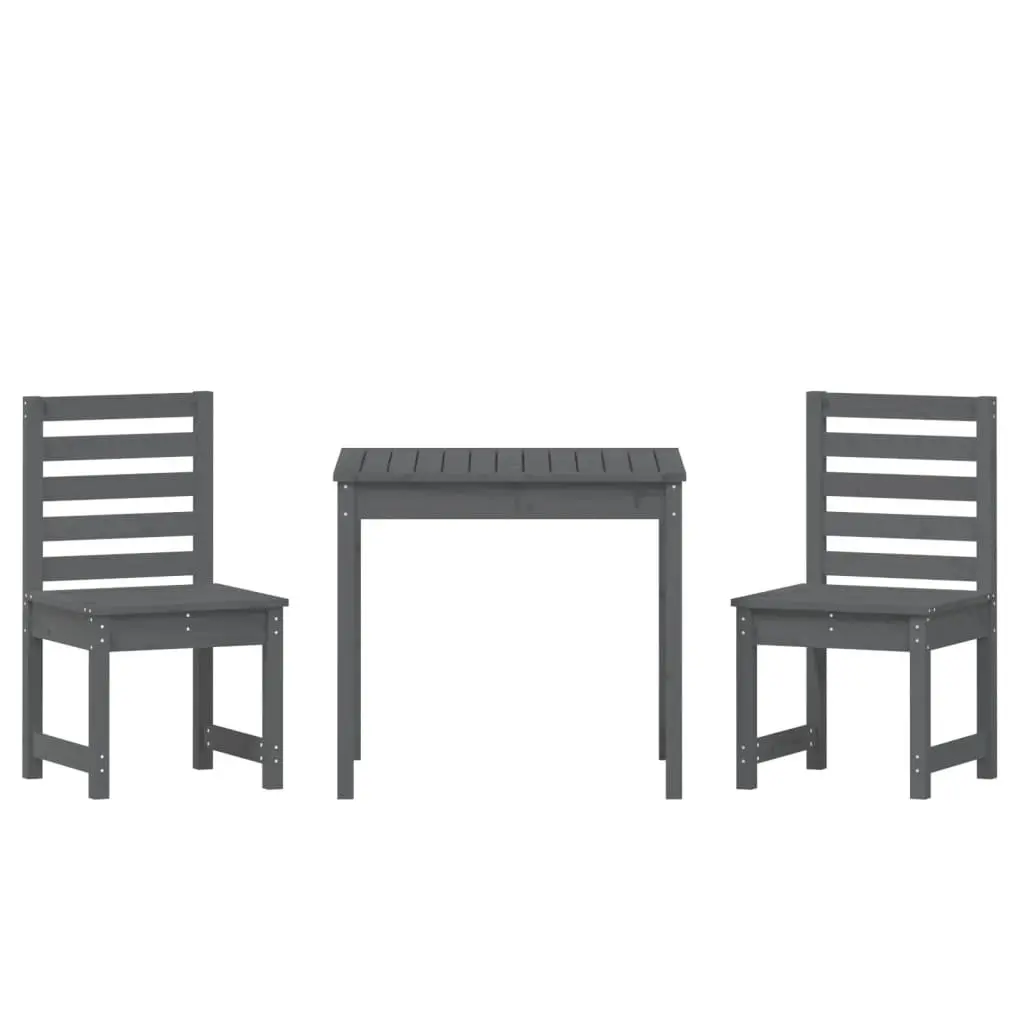 Garden Bistro Set Outdoor Furniture 3 Piece Grey Solid Wood Pine Table Chairs