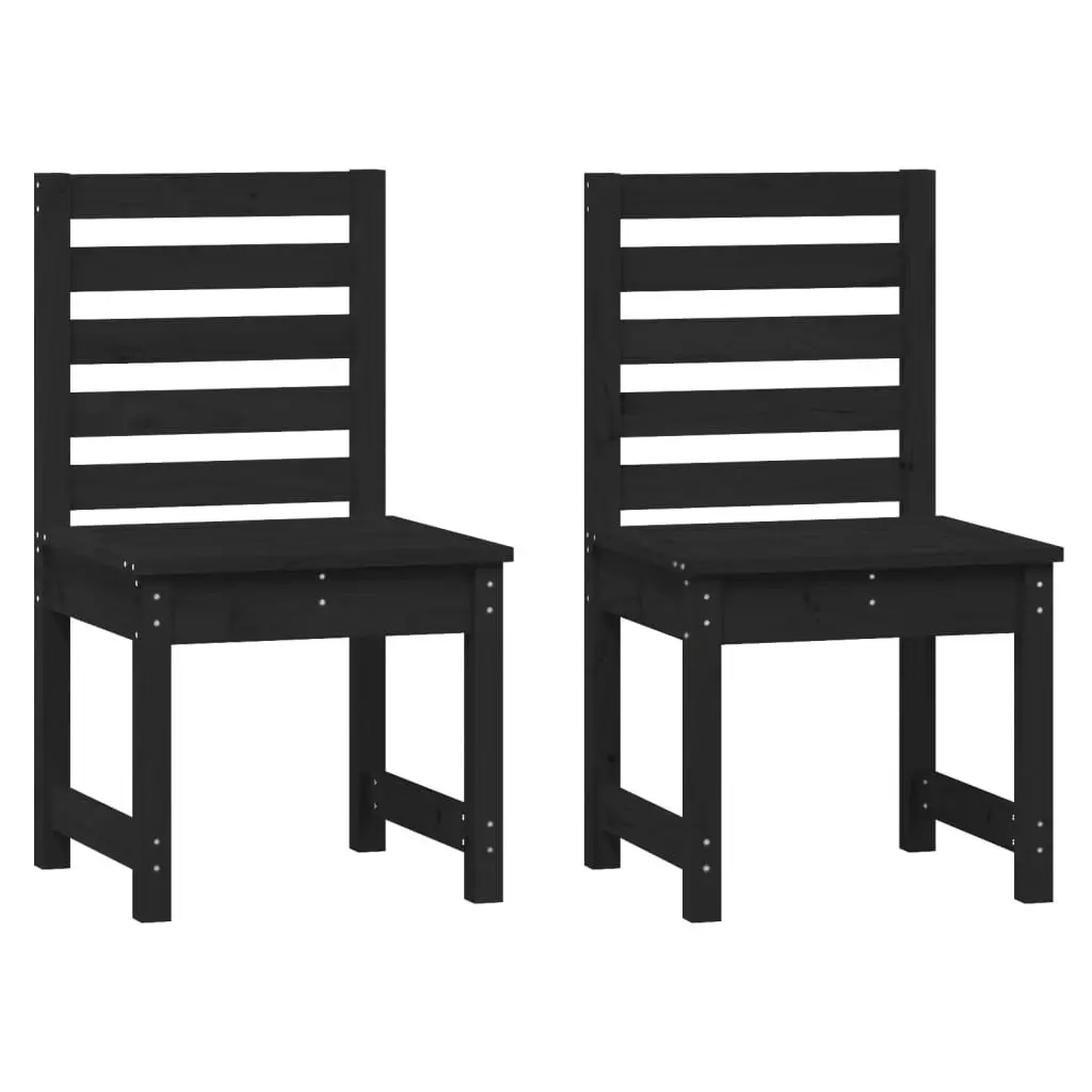 3 Piece Garden Bistro Set Outdoor Patio Furniture Black Solid Pine Wood
