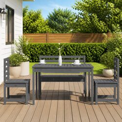 4-Piece Outdoor Dining Set in Grey Pine Wood