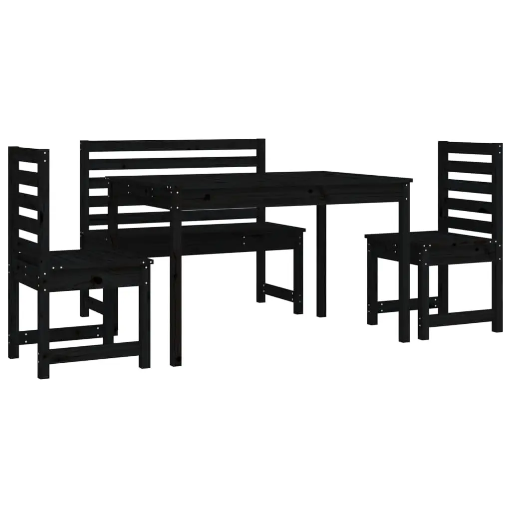Outdoor Dining Set 4 Piece Black Wood Garden Furniture Table Chairs