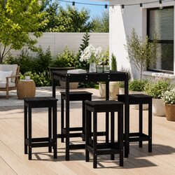 Specifications for 5 Piece Outdoor Bar Set: Black, Solid Pine