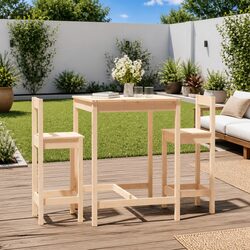 3 Piece Garden Bar Set Specifications: Solid Pine Wood