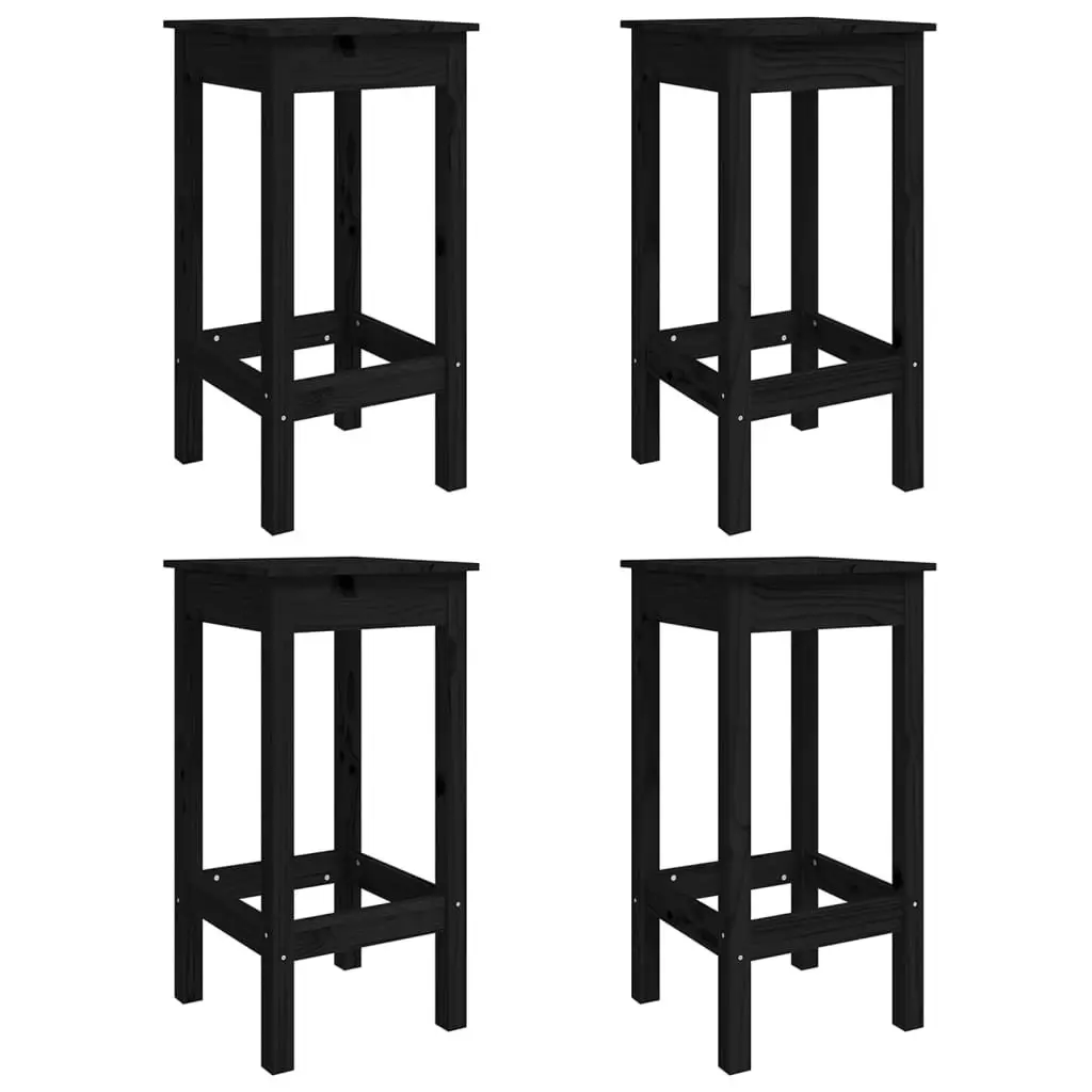 5 Piece Garden Bar Set Outdoor Patio Furniture Black Solid Pine Wood