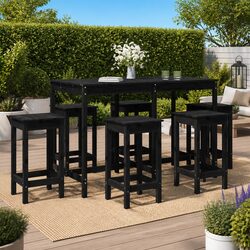 7 Piece Garden Bar Set: Solid Pine Wood Furniture