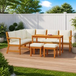 Factual 7 Piece Solid Acacia Outdoor Dining Set