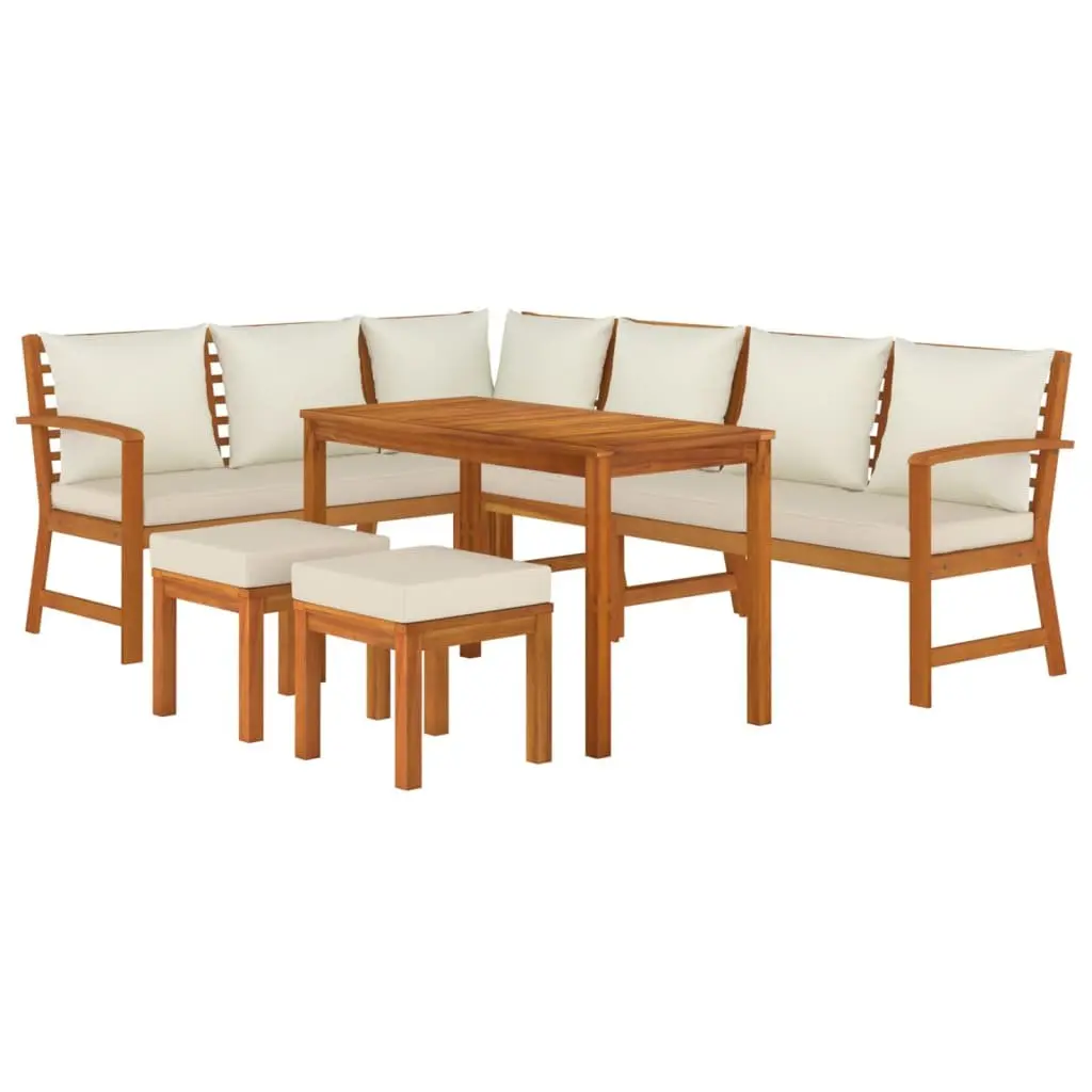 Garden Dining Set 7 Piece Solid Acacia Wood Outdoor Patio Furniture with