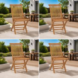 Teak Wood Folding Chairs - Set of 4 for Your Garden