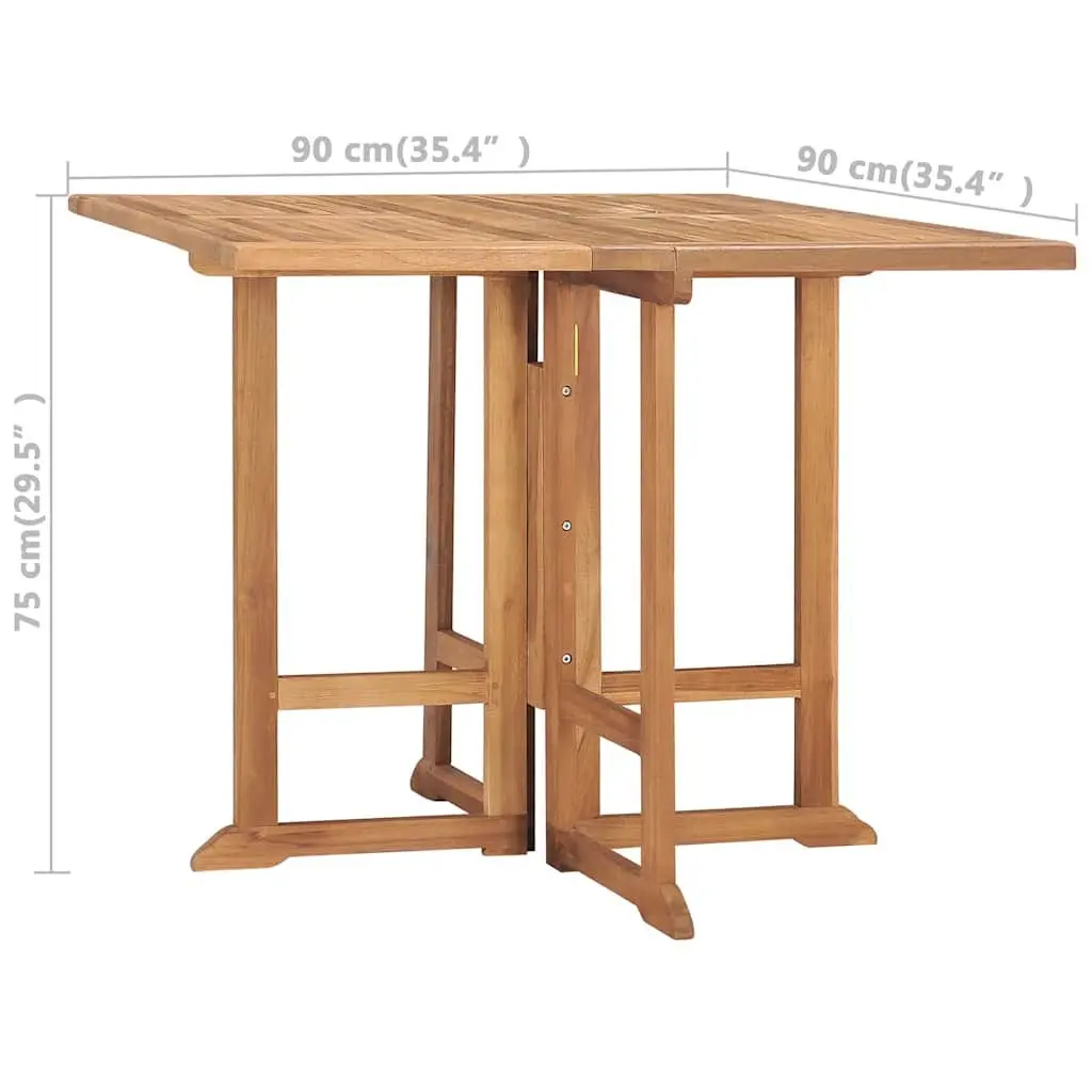 Folding Garden Dining Table 90x90x75cm Outdoor Furniture Teak Wood Brown