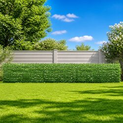 Privacy Screen: 600x75cm, Green Leaf Design, Durable Material