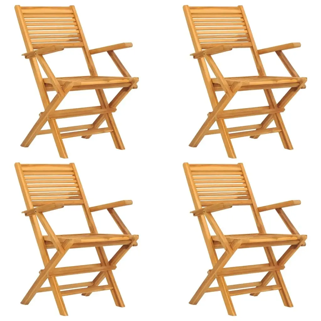 5 Piece Garden Dining Set Outdoor Use Teak Wood Table Chairs Brown