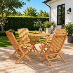 5-Piece Garden Dining Set in Solid Teak Wood – Specs Inside