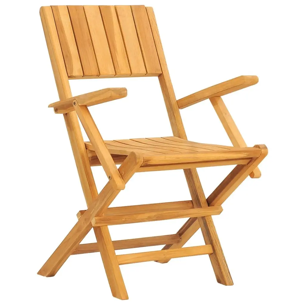 5 Piece Garden Dining Set Teak Wood Outdoor Furniture Foldable Chairs Table