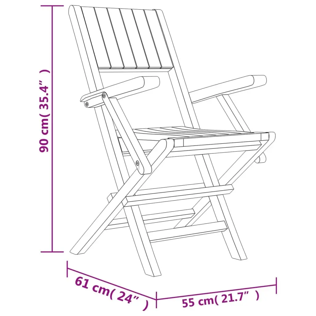 5 Piece Garden Dining Set Teak Wood Outdoor Furniture Foldable Chairs Table