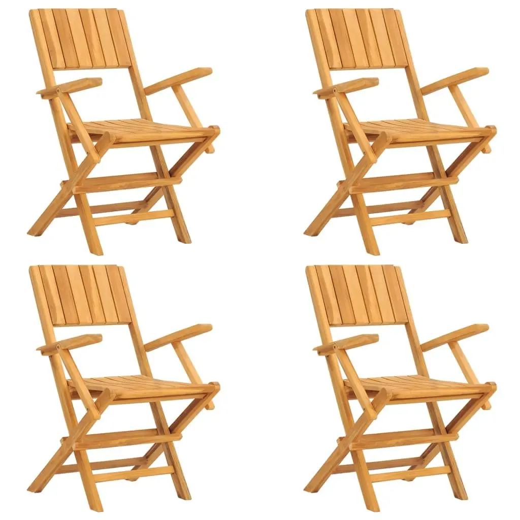 5 Piece Garden Dining Set Outdoor Patio Brown Teak Wood Table Chairs