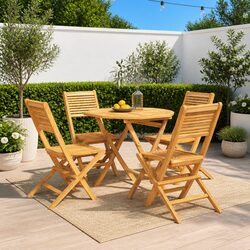 Outdoor 5 Piece Dining Set: 1 Table and 4 Chairs in Brown