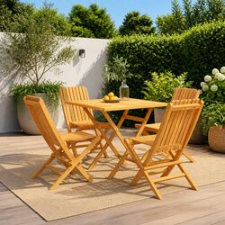 5 Piece Garden Dining Set: 1 Table & 4 Chairs in Teak Wood