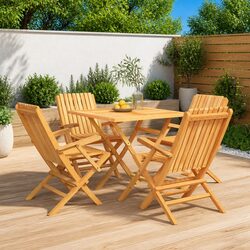 5 Piece Garden Dining Set: Teak Wood Specs