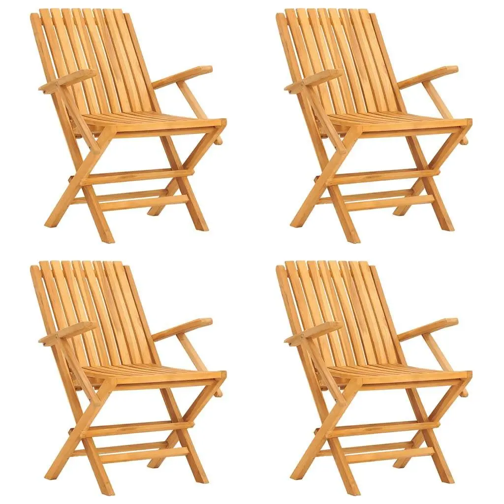 5 Piece Garden Dining Set Outdoor Use Teak Wood Table Chairs Brown