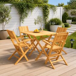 5 Piece Garden Dining Set Outdoor Table Chairs Brown Patio Furniture
