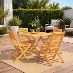 5 Piece Garden Dining Set: Teak Table and Chairs