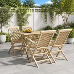 Garden Dining Set - 5 Pieces of Grey Wooden Furniture