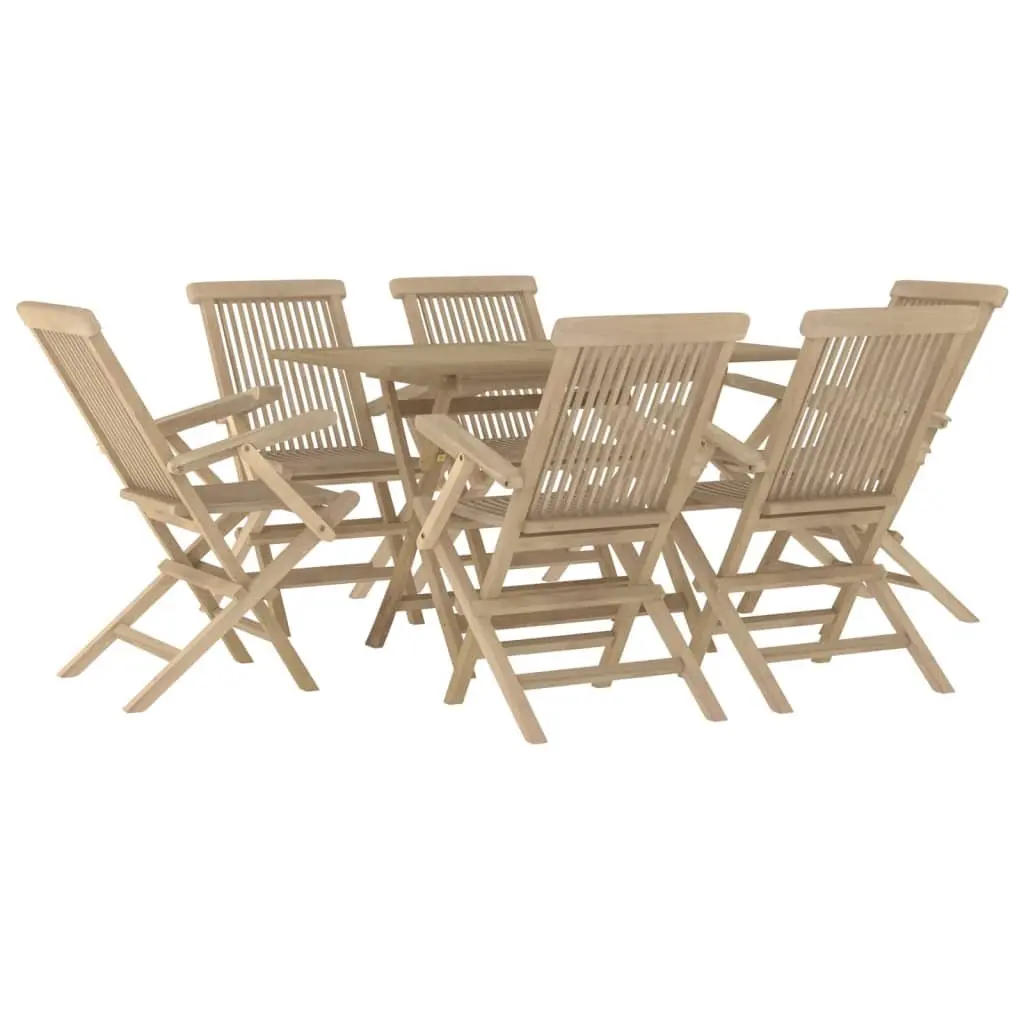 7 Piece Grey Solid Teak Garden Set