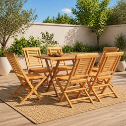 Folding Teak Garden Chairs, Set of 6 - 47 x 63 x 90 cm