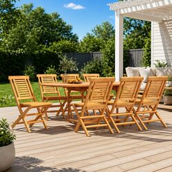 Specifications of 8 Folding Garden Chairs in Teak Wood