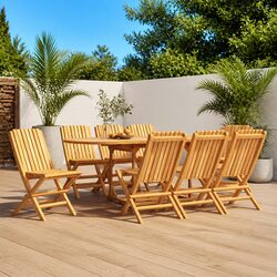 8 Teak Wood Folding Garden Chairs - Specifications Inside
