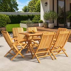Folding Garden Chairs - 6 Teak Wood Seats with Dimensions