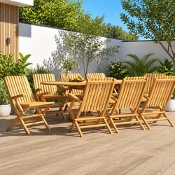 8-Piece Wooden Folding Garden Chair Set with Armrests