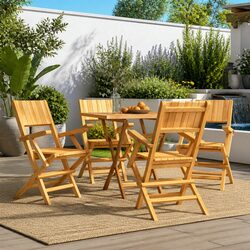 Folding Garden Chairs - Teak Wood Set of 4, Brown