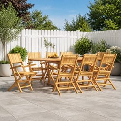 Folding Garden Chairs - 8 Solid Teak Wood Seats