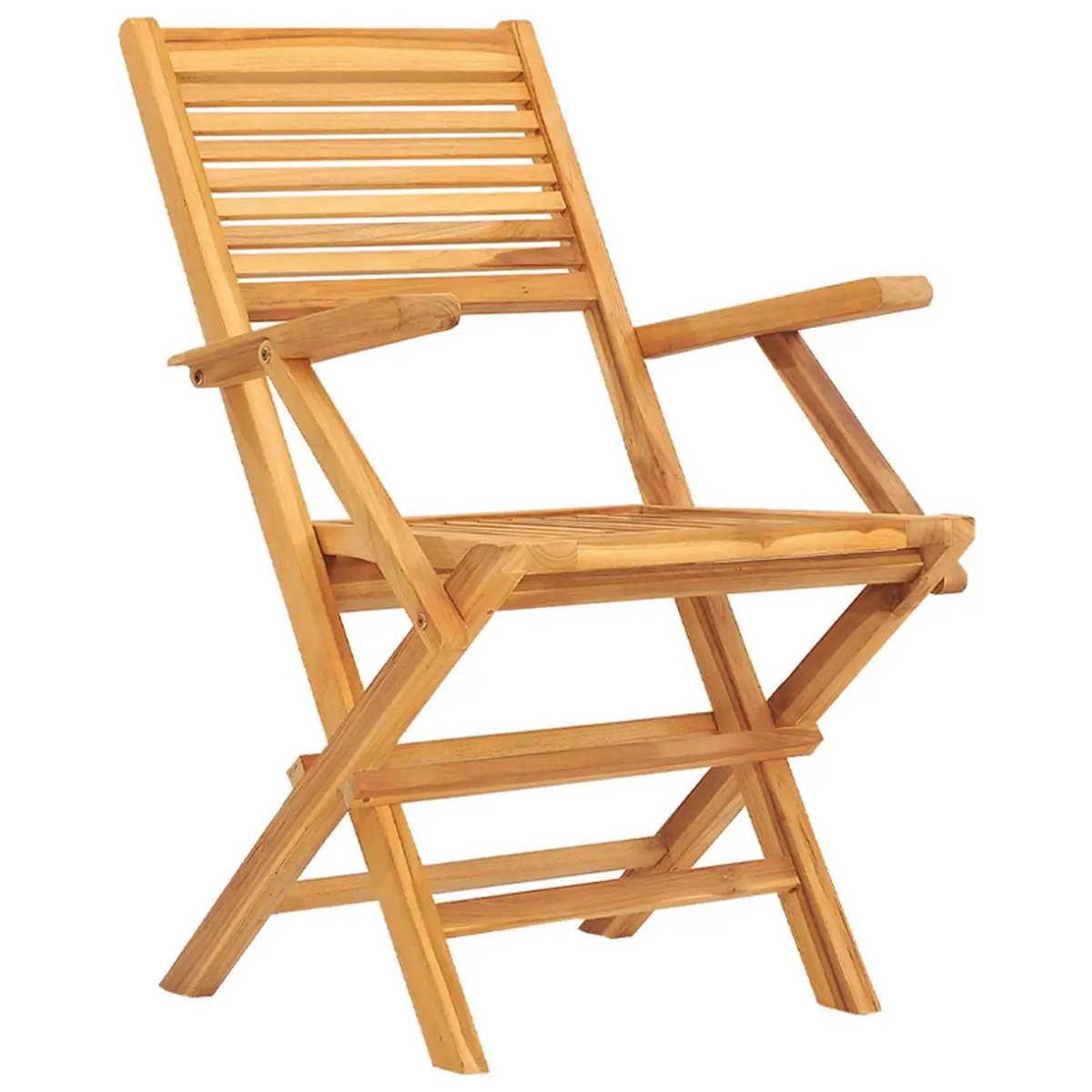 Outdoor Folding Garden Chairs 4 pcs Wooden Seating Backrest Armrests Brown