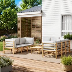 9 Piece Bamboo Garden Lounge Set - Specs & Features