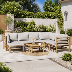 8-Piece Bamboo Garden Lounge Set with Modular Design
