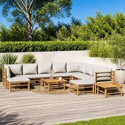 Bamboo Lounge Set 12 Piece Modular Outdoor Furniture