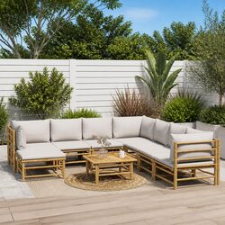 9 Piece Modular Garden Lounge Set with Cushions and Table