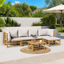Bamboo Garden Lounge Set: 6 Pieces of Quality Outdoor Furniture