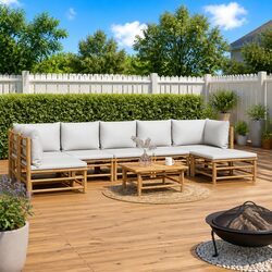 Specifications of 8-Piece Bamboo Outdoor Lounge Set
