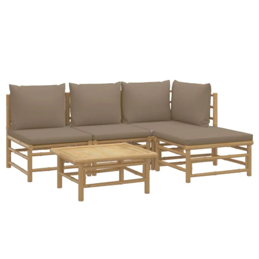 5 Piece Bamboo Garden Lounge Set Outdoor Furniture for Patio and Garden