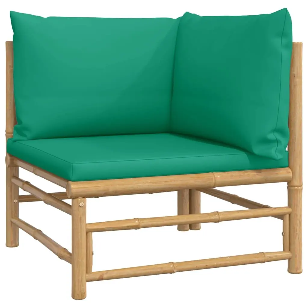 7-Piece Modular Bamboo Lounge Set with Green Cushions