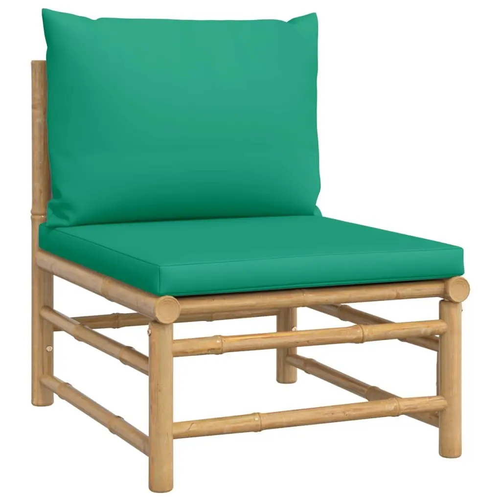 7-Piece Modular Bamboo Lounge Set with Green Cushions