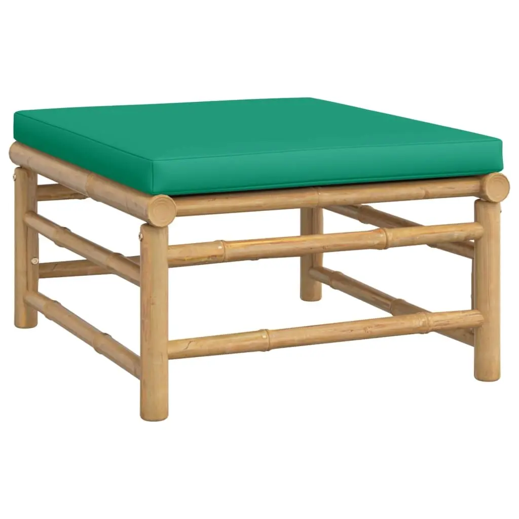 7-Piece Modular Bamboo Lounge Set with Green Cushions