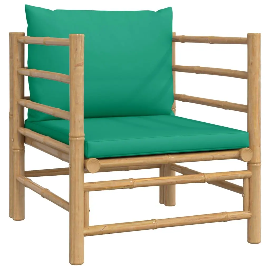 7-Piece Modular Bamboo Lounge Set with Green Cushions