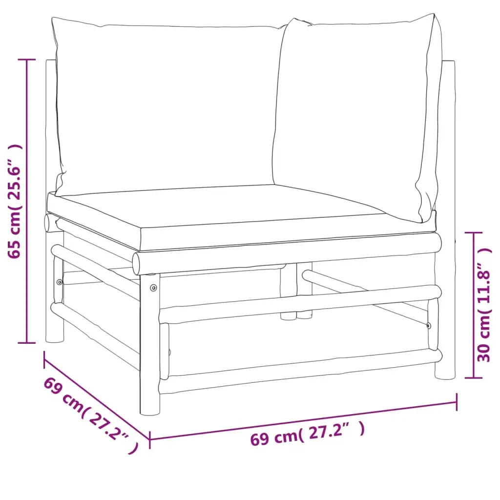 7-Piece Modular Bamboo Lounge Set with Green Cushions