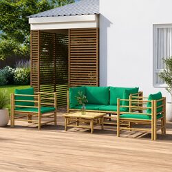5-Piece Bamboo Garden Lounge Set with Soft Cushions