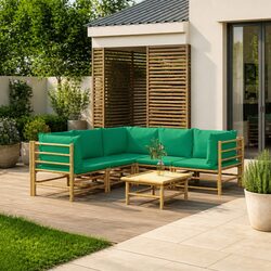 6 Piece Outdoor Bamboo Lounge Set - Dimensions & Specs