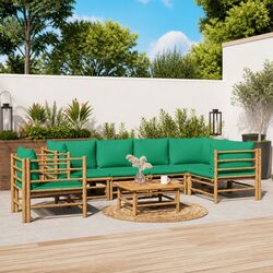 7 Piece Garden Lounge Set Bamboo Outdoor Furniture Patio Sofa with Cushions